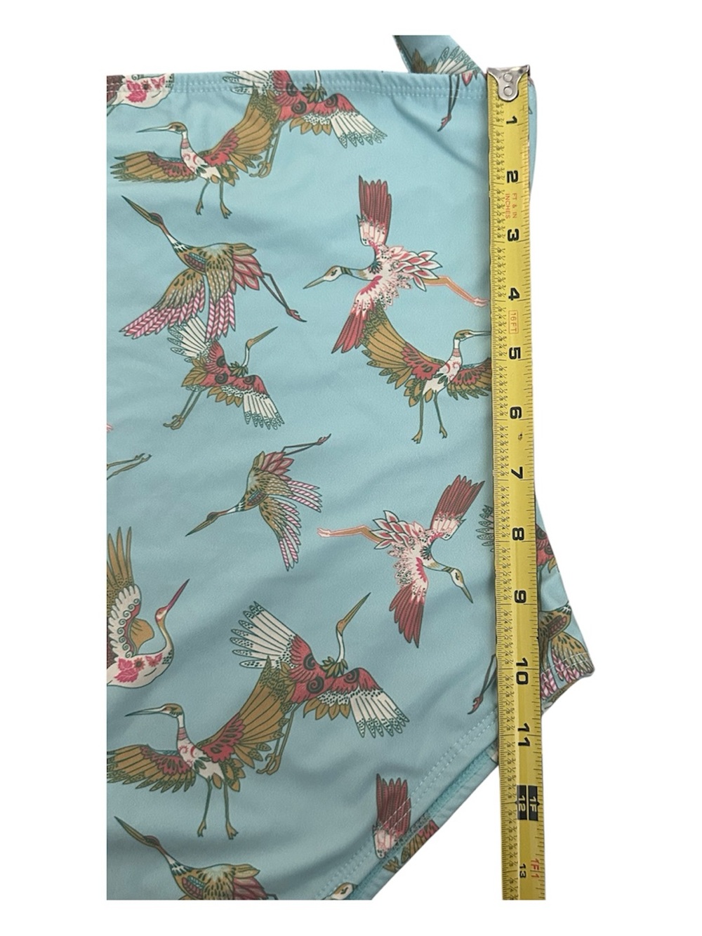 TAJ by Sabrina Crippa Turquoise Bird Print One Shoulder One Piece Bathing Suit - Picture 7 of 7